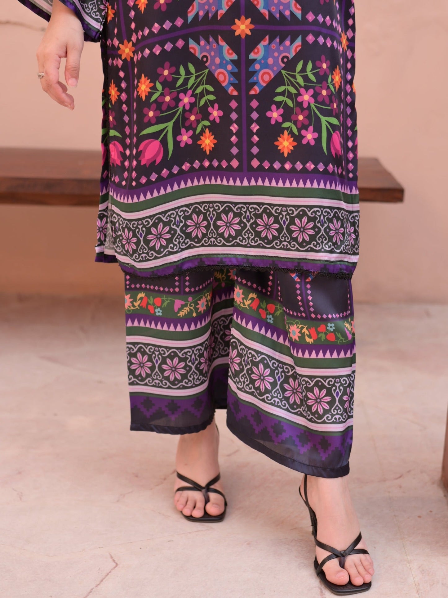 Purple MH Cloth House Silk Printed Stitched 2-Piece Suit-Lataafat