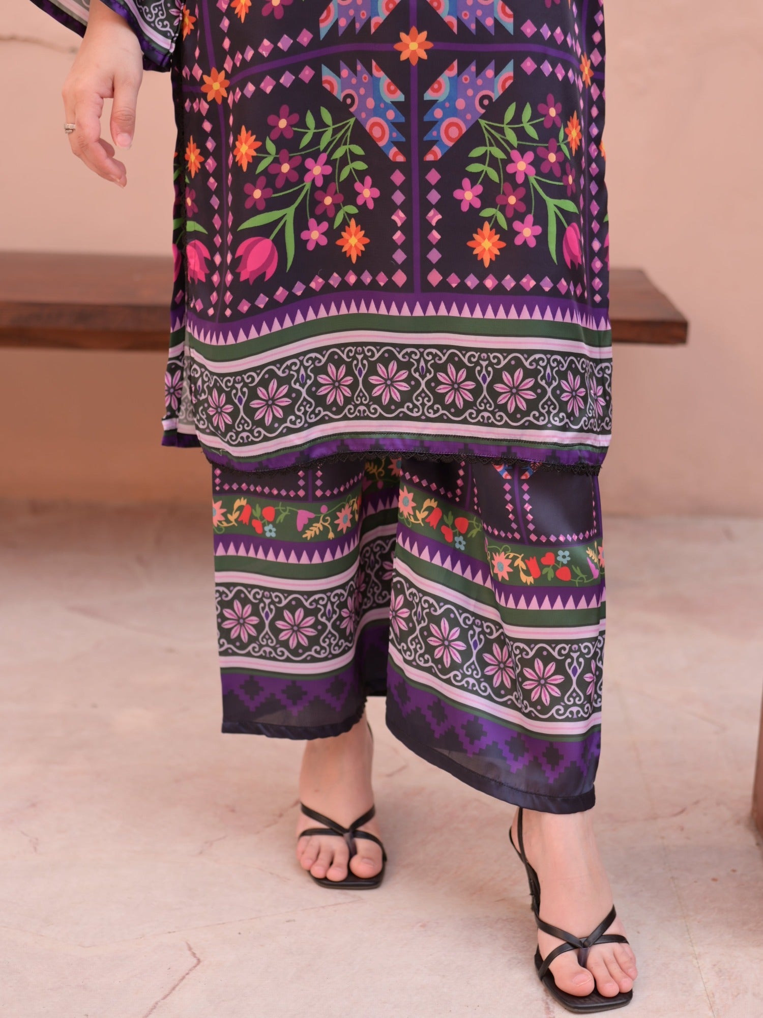 Purple MH Cloth House Silk Printed Stitched 2-Piece Suit-Lataafat