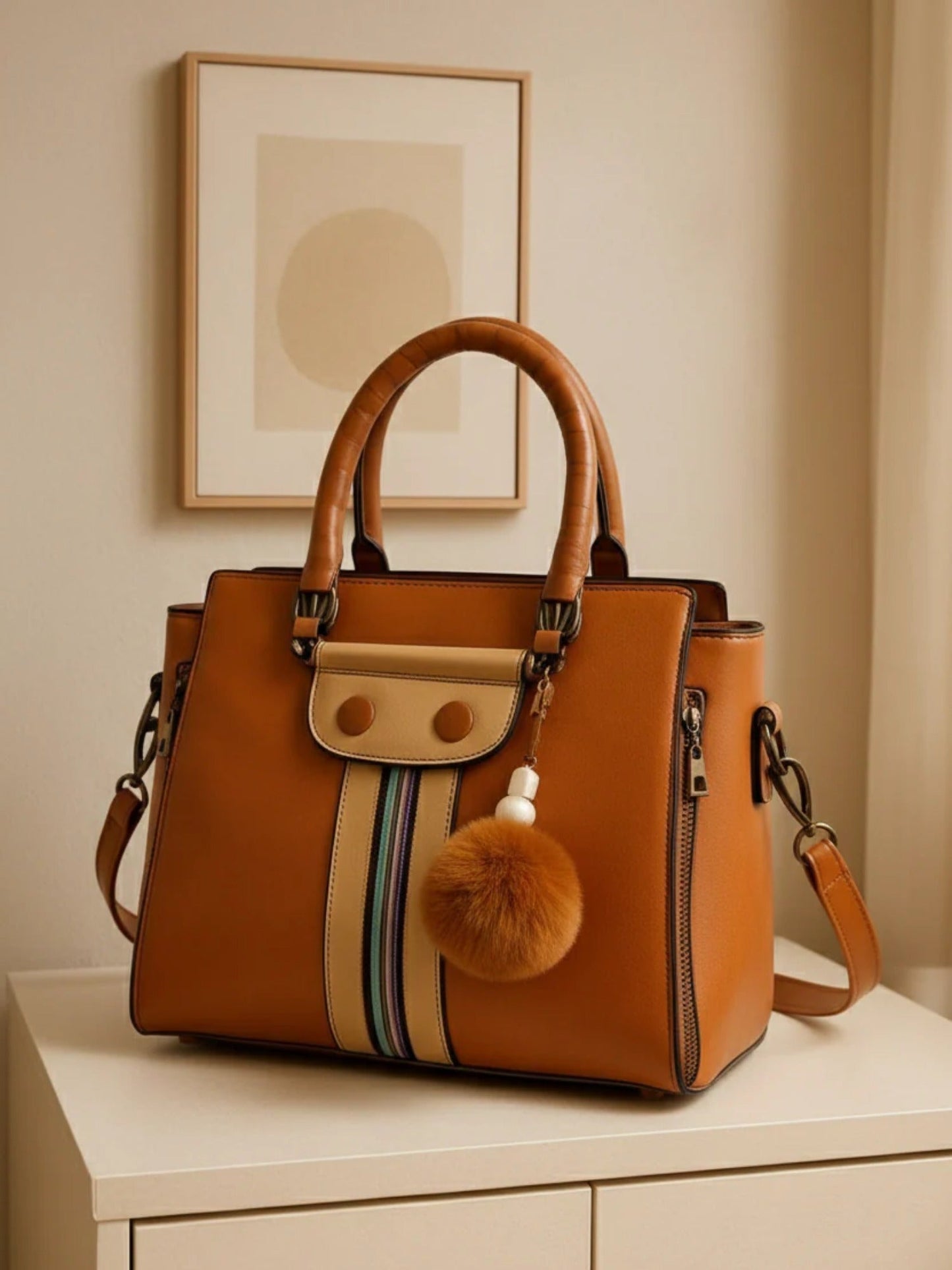 Brown Zebaish Collection Hand Bag-ZB-025