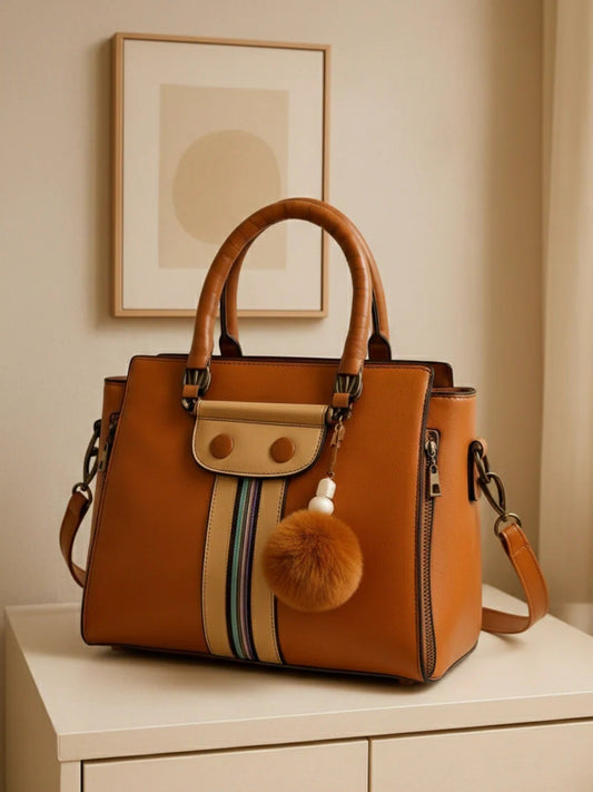 Brown Zebaish Collection Hand Bag-ZB-025