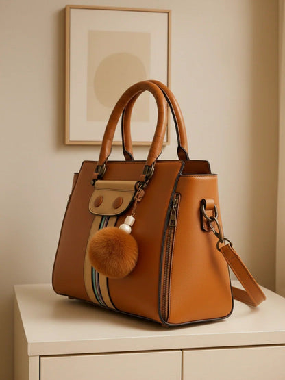 Brown Zebaish Collection Hand Bag-ZB-025