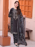 Black MH Cloth House Cotton Lawn Embroidered Stitched 3-Piece Suit-Khurd Ara