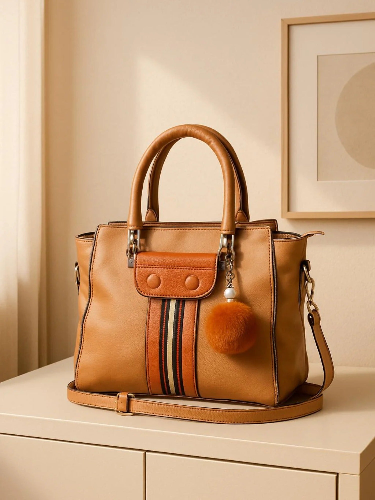 Brown Zebaish Collection Hand Bag-ZB-024