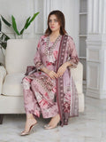 Peach MH Cloth House Cotton Lawn Embroidered Stitched 3-Piece Suit-Wisaal