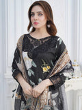 Black MH Cloth House Cotton Lawn Embroidered Stitched 3-Piece Suit-Husn-E-Yaktaa