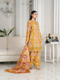 Yellow MH Cloth House Cotton Lawn Embroidered Stitched 3-Piece Suit-Chaandni