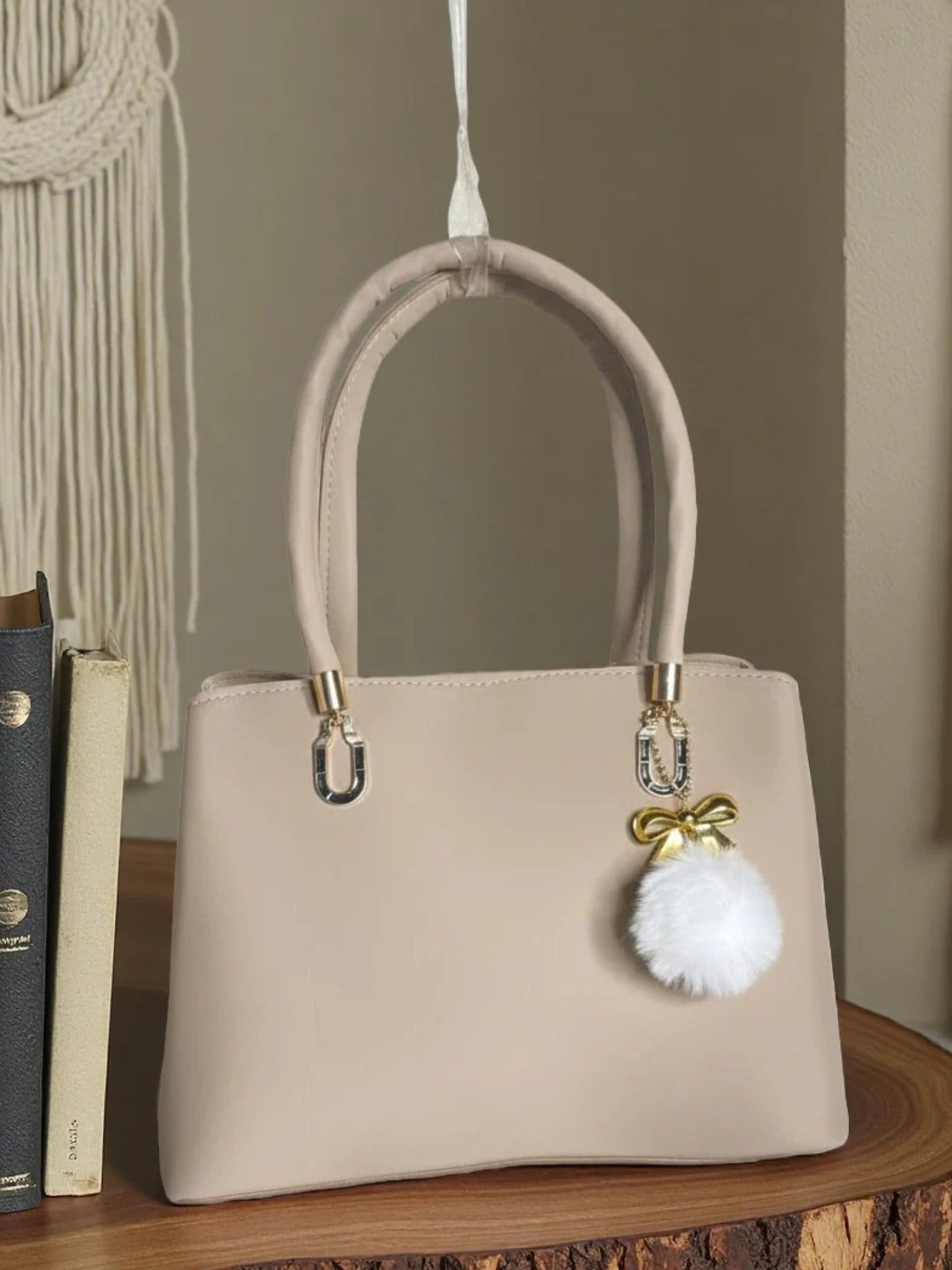 Cream Zebaish Collection Hand Bag-ZB-008