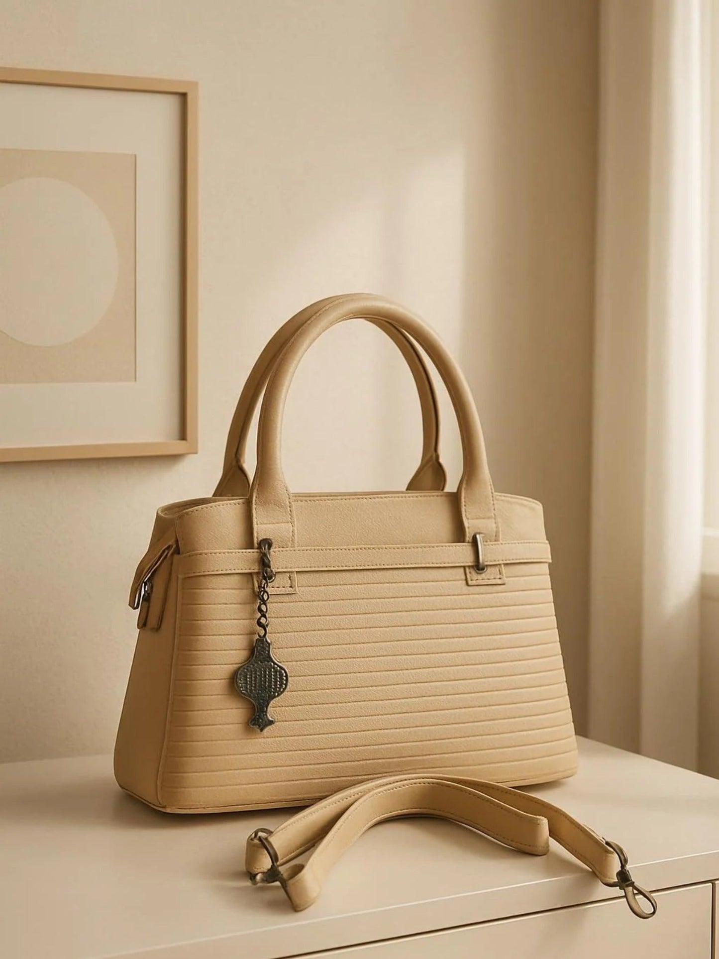 Beige Zebaish Collection Hand Bag-ZB-004