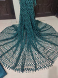 Green Duas Boutique Crochet Net Unstitched 3-Piece Suit-Style 2