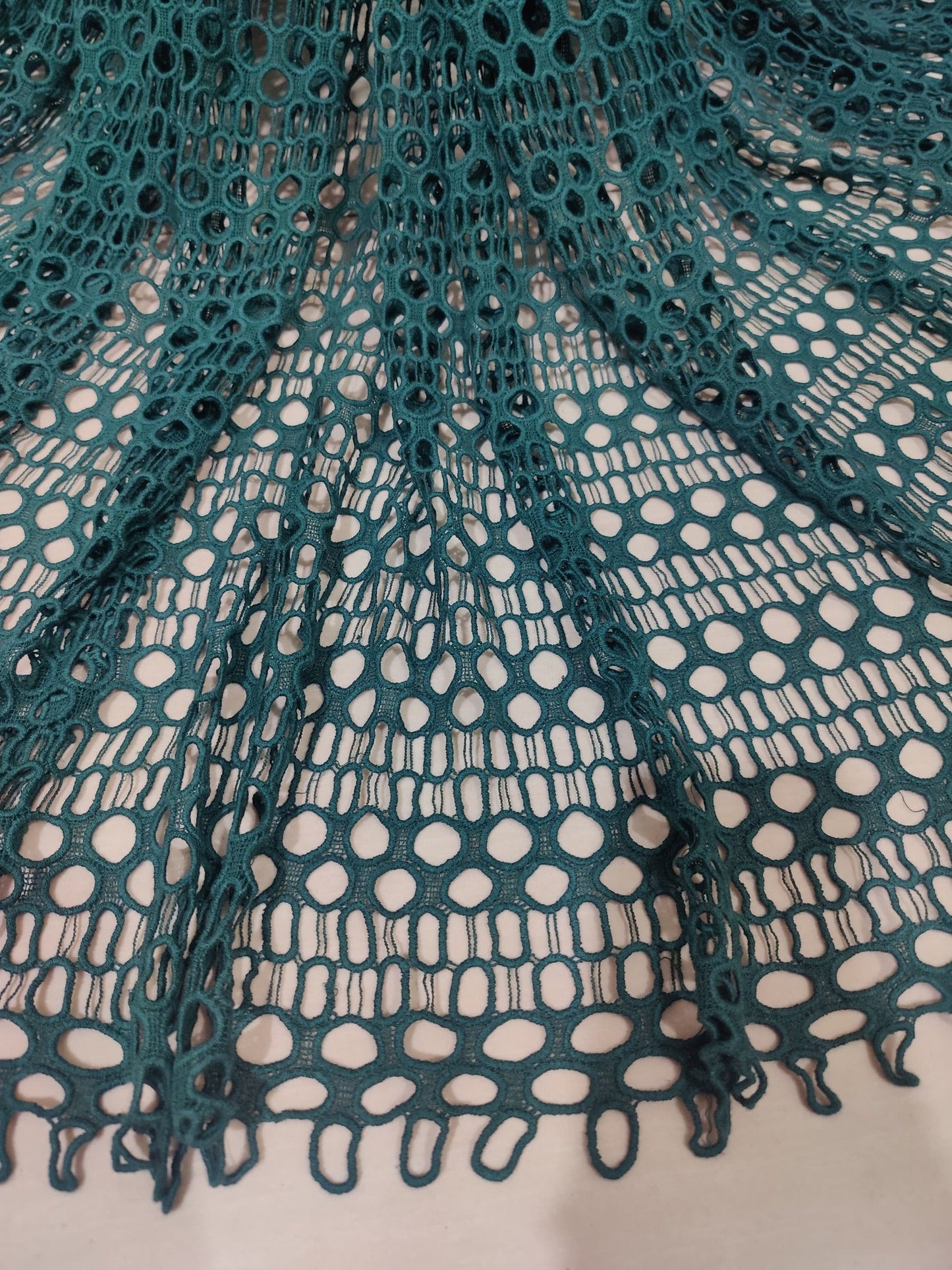 Green Duas Boutique Crochet Net Unstitched 3-Piece Suit-Style 2