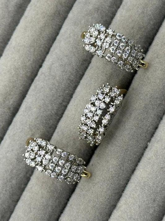 Golden H&A Jewellery 18K Dual Tone Gold Polished Earrings and Ring Set