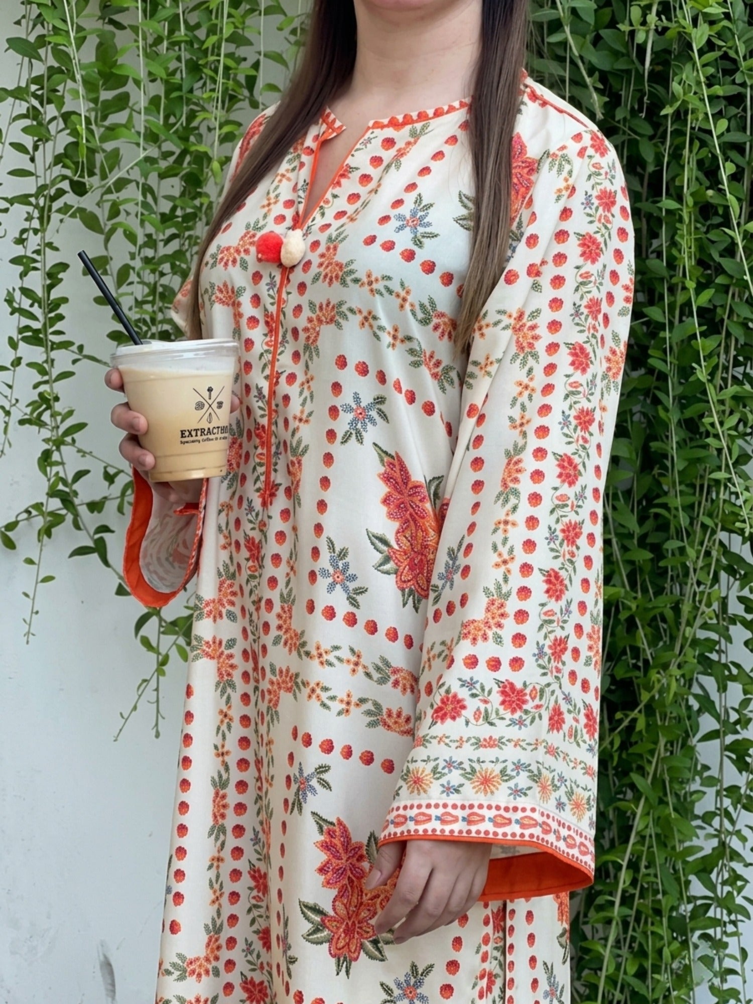 Cream Multi MH Cloth House Blended Lawn Printed Co-Ord Set-Sajan