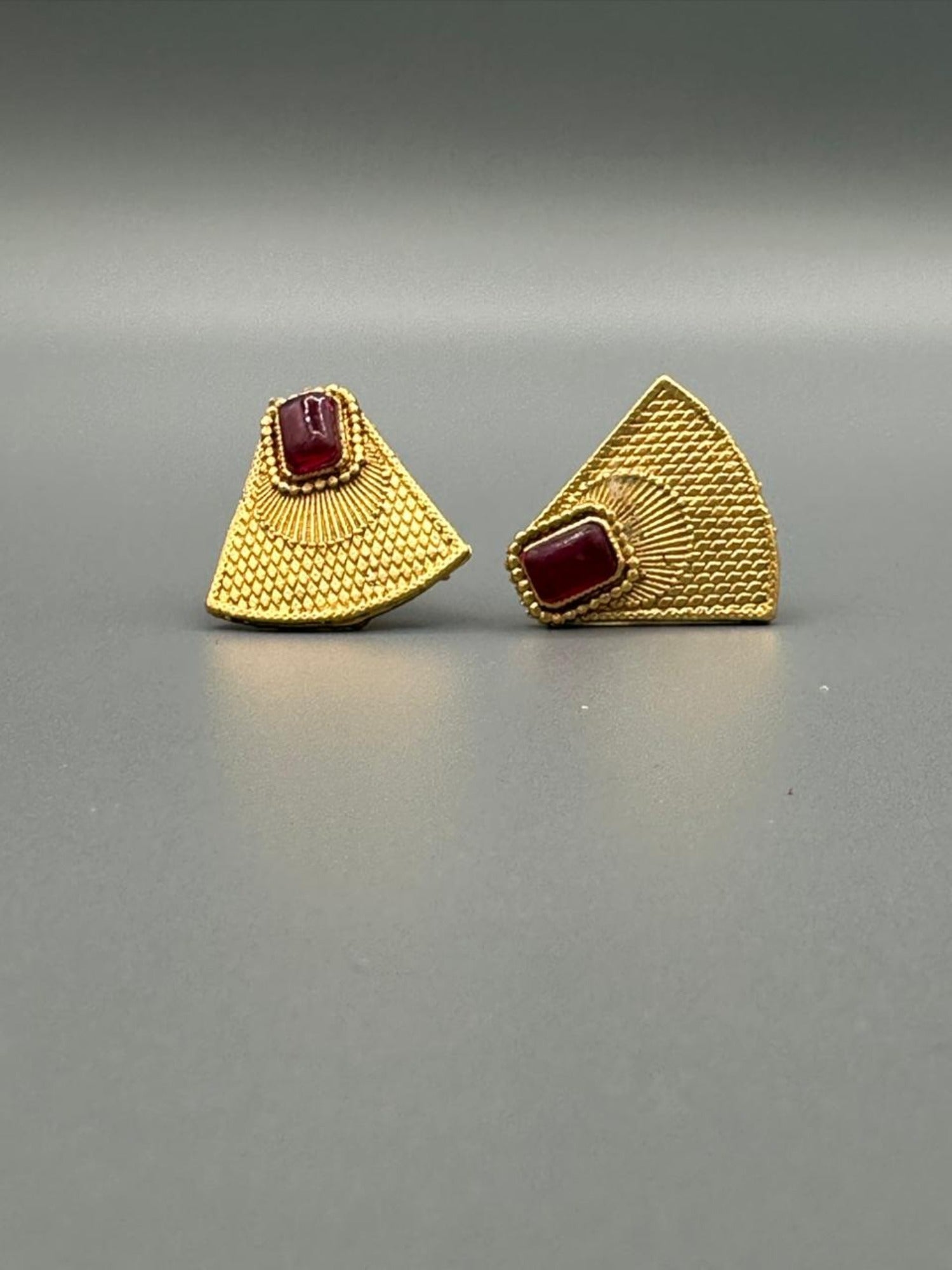 Golden H&A Jewellery Indian Rajwari Gold Polished Stud Earrings
