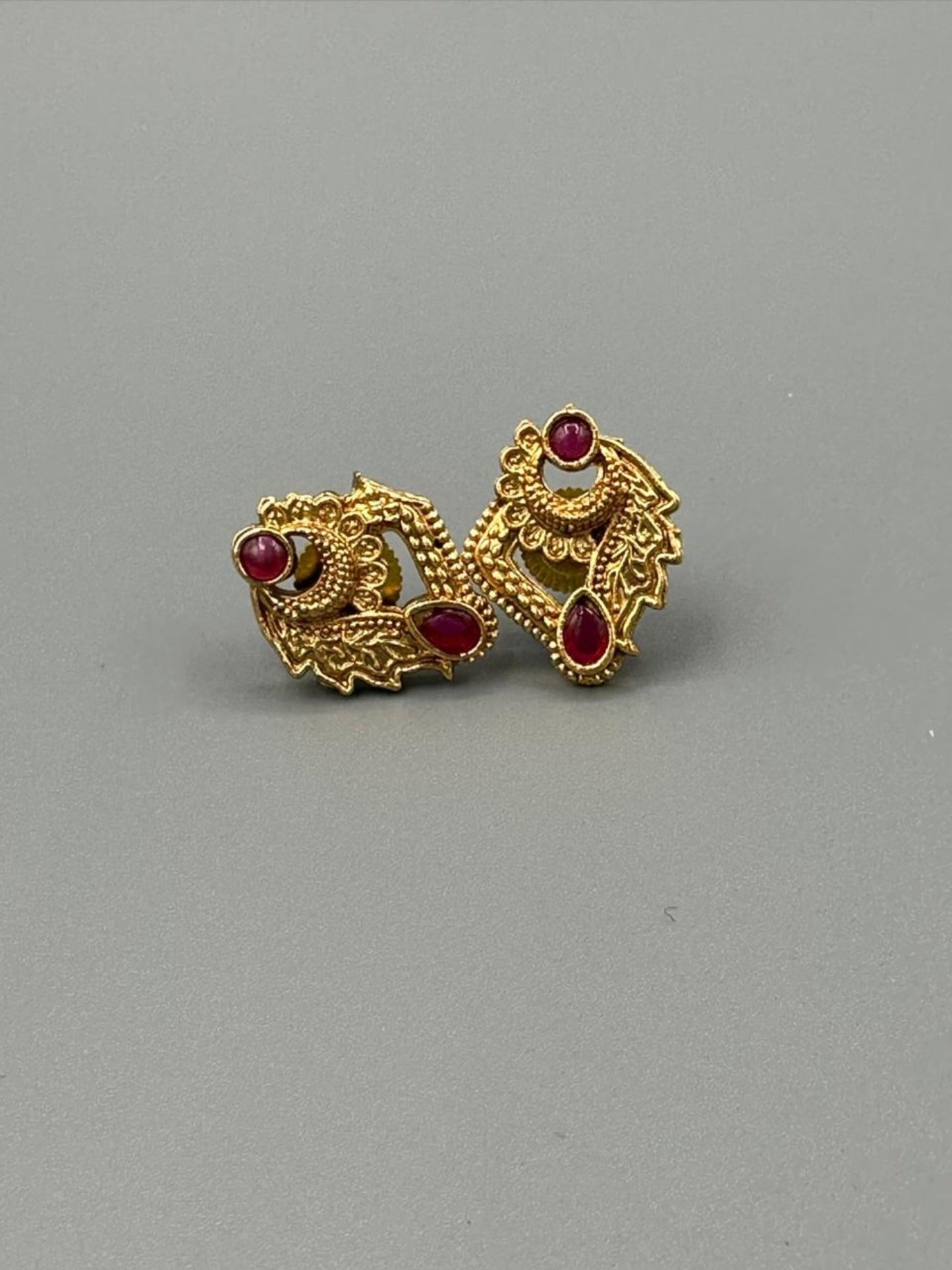 Golden H&A Jewellery Indian Rajwari Gold Polished Stud Earrings
