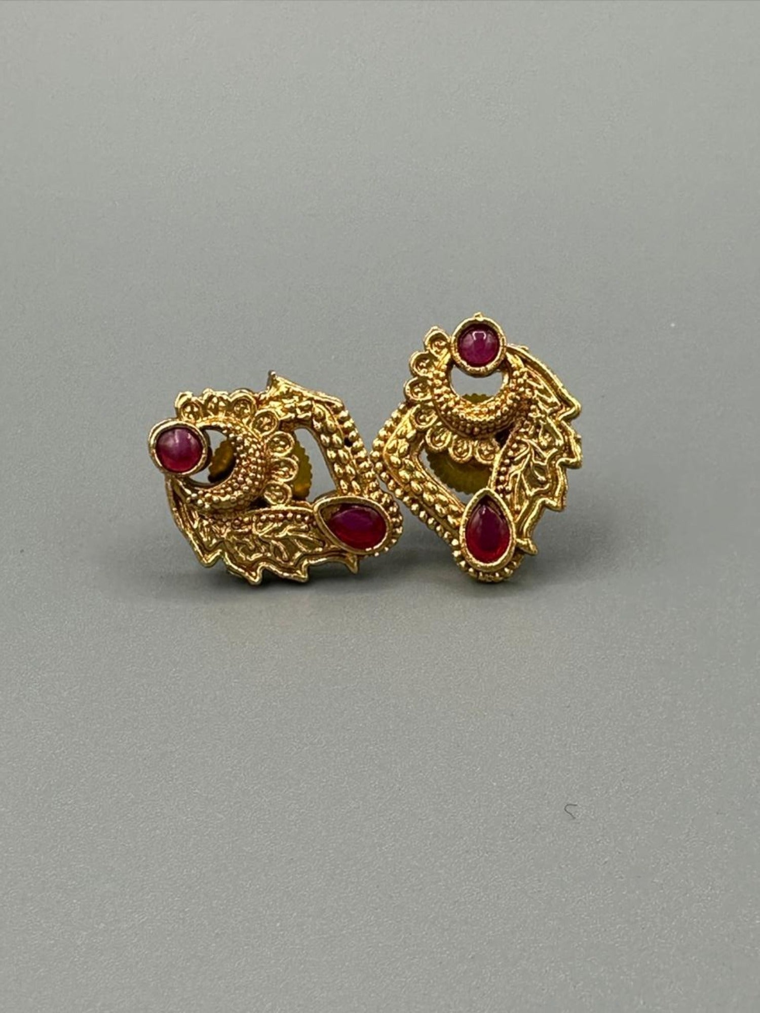 Golden H&A Jewellery Indian Rajwari Gold Polished Stud Earrings