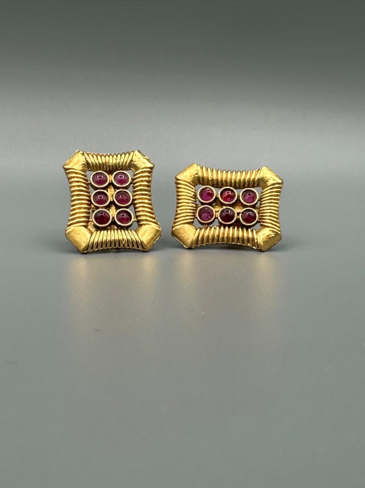 Golden H&A Jewellery Indian Rajwari Gold Polished Stud Earrings