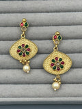 Golden H&A Jewellery Indian Rajwari Gold Polished Earrings with Semi-Precious Stones