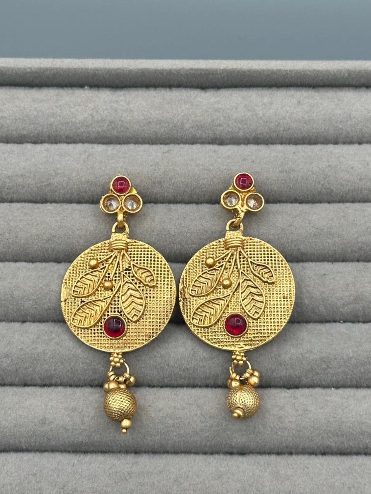 Golden H&A Jewellery Indian Rajwari Gold Polished Earrings