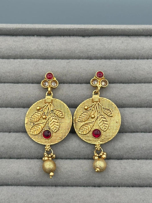 Golden H&A Jewellery Indian Rajwari Gold Polished Earrings