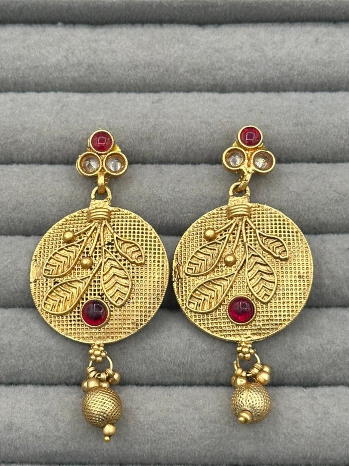 Golden H&A Jewellery Indian Rajwari Gold Polished Earrings