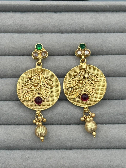 Golden H&A Jewellery Indian Rajwari Gold Polished Earrings