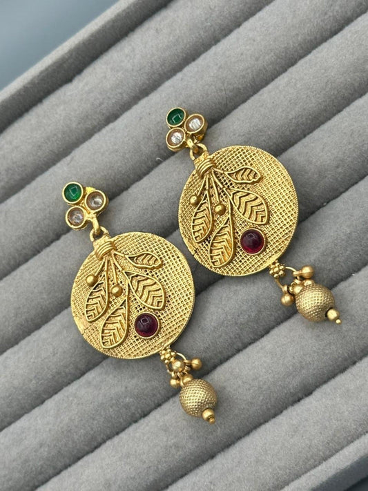 Golden H&A Jewellery Indian Rajwari Gold Polished Earrings