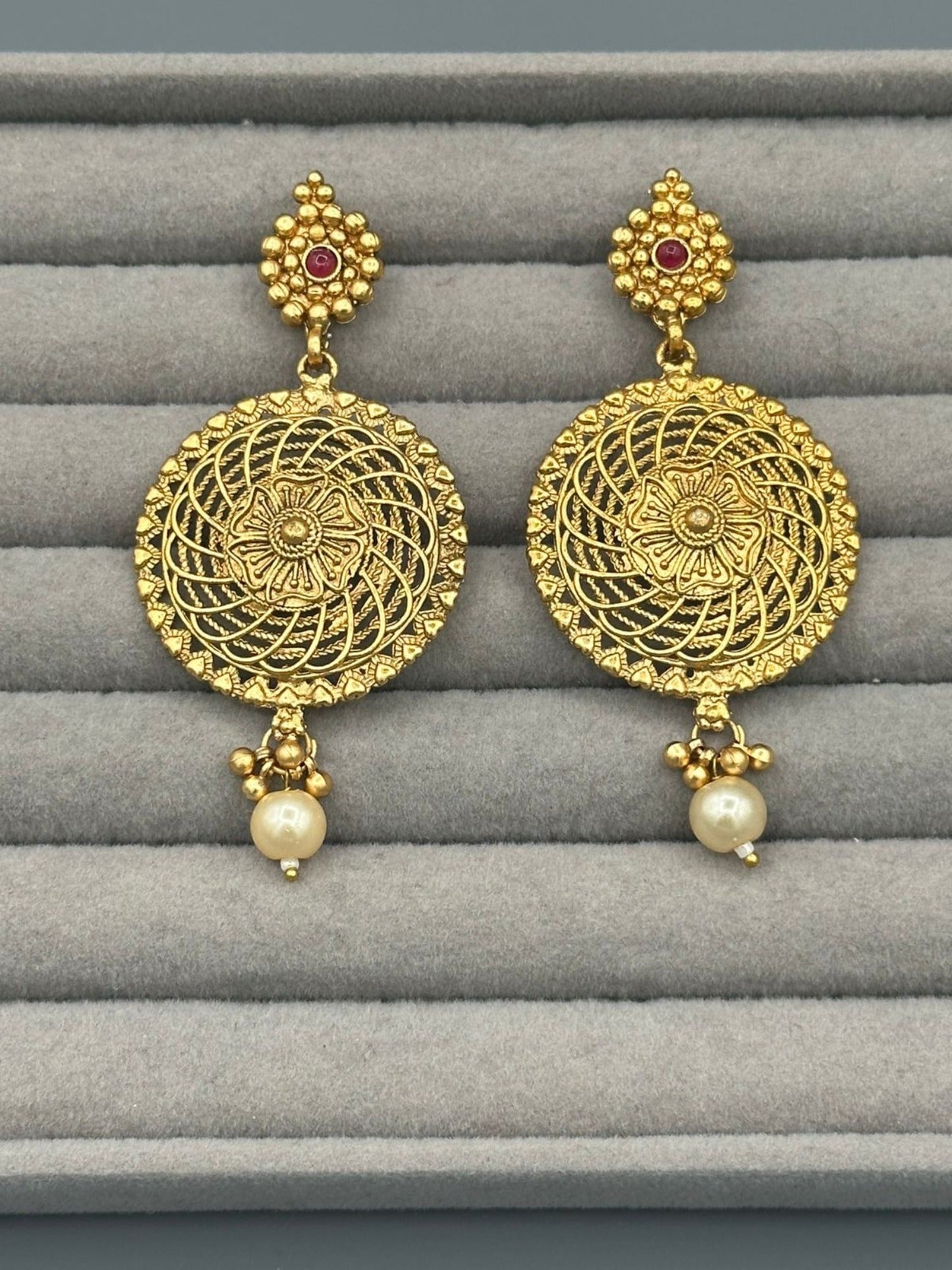 Golden H&A Jewellery Indian Rajwari Gold Polished Earrings