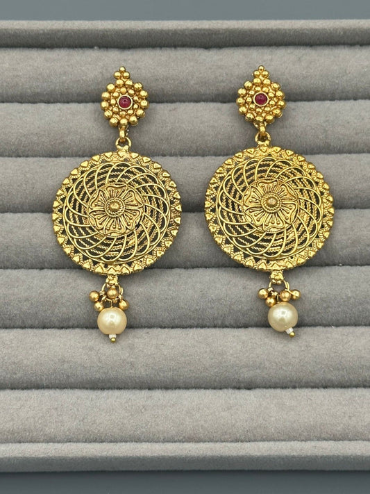 Golden H&A Jewellery Indian Rajwari Gold Polished Earrings