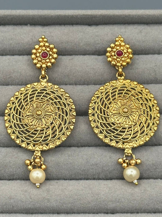 Golden H&A Jewellery Indian Rajwari Gold Polished Earrings