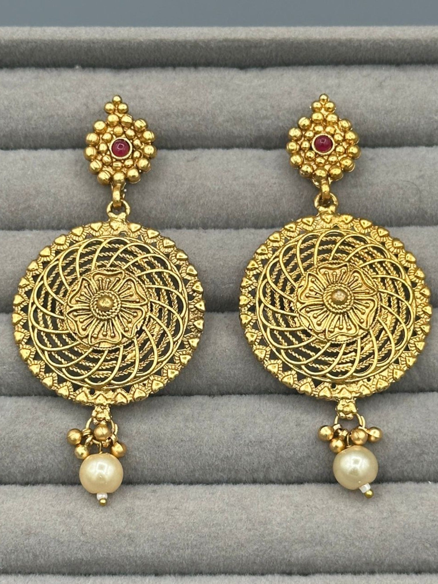 Golden H&A Jewellery Indian Rajwari Gold Polished Earrings