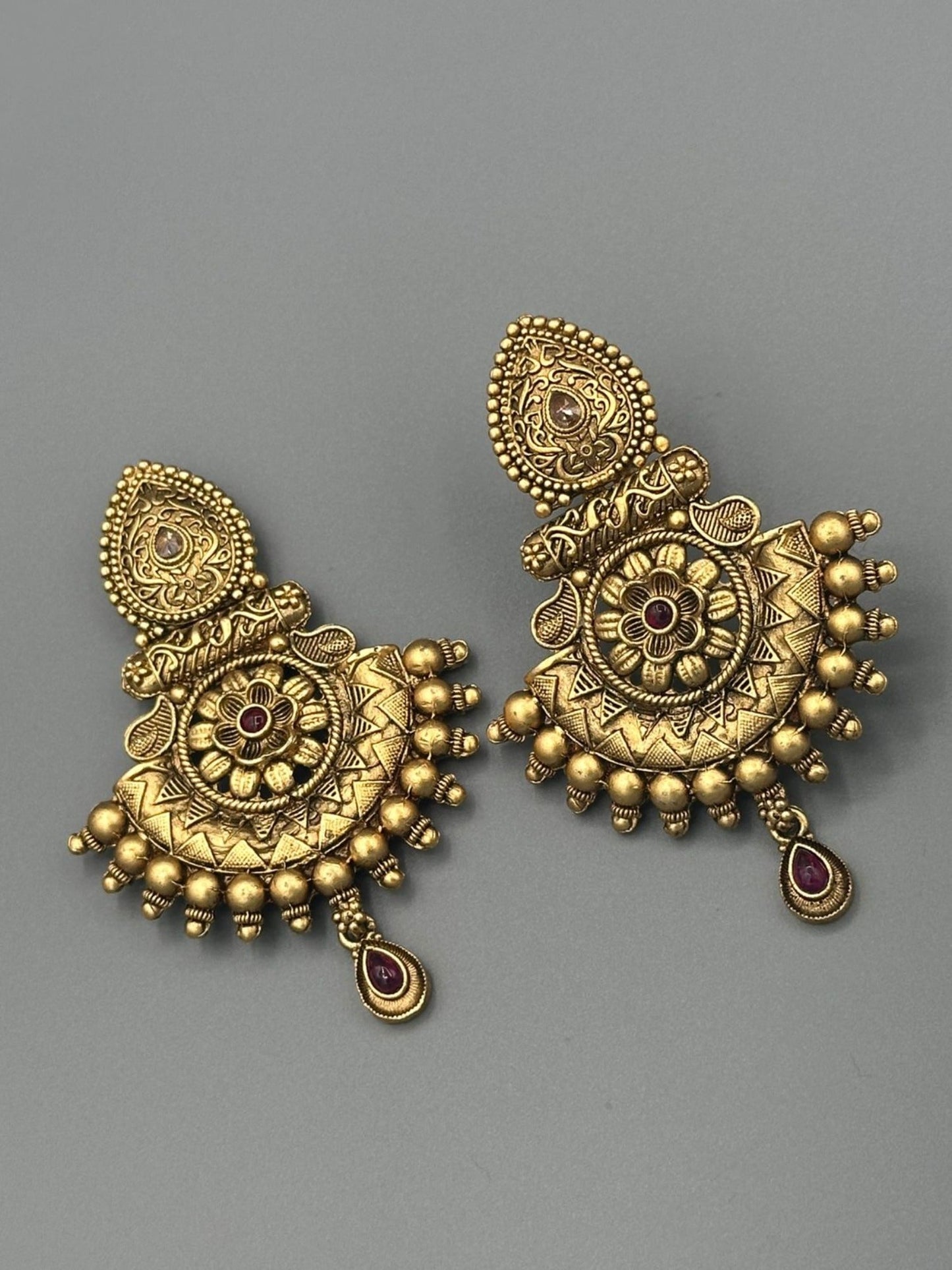 Golden H&A Jewellery Indian Rajwari Gold Polished Earrings