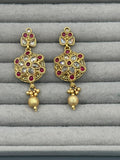Golden H&A Jewellery Indian Rajwari Gold Polished Earrings with Semi-Precious Stones