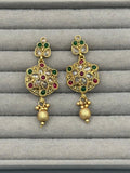 Golden H&A Jewellery Indian Rajwari Gold Polished Earrings with Semi-Precious Stones