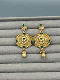 Golden H&A Jewellery Indian Rajwari Gold Polished Earrings with Semi-Precious Stones