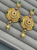 Golden H&A Jewellery Indian Rajwari Gold Polished Earrings with Semi-Precious Stones