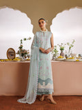 Blue-Mahnur Morbagh Luxury Lawn'26 Embroidered Stitched 3-Piece Suit-M-01