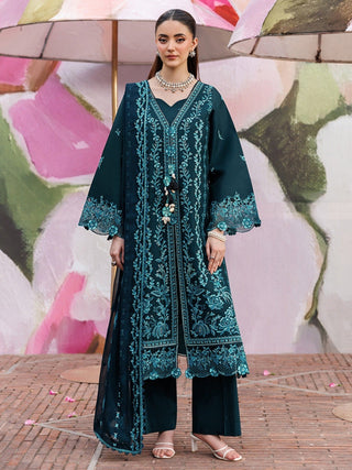 Green Mahnur Morbagh Luxury Lawn'26 Embroidered Unstitched 3 Piece Suit M 04