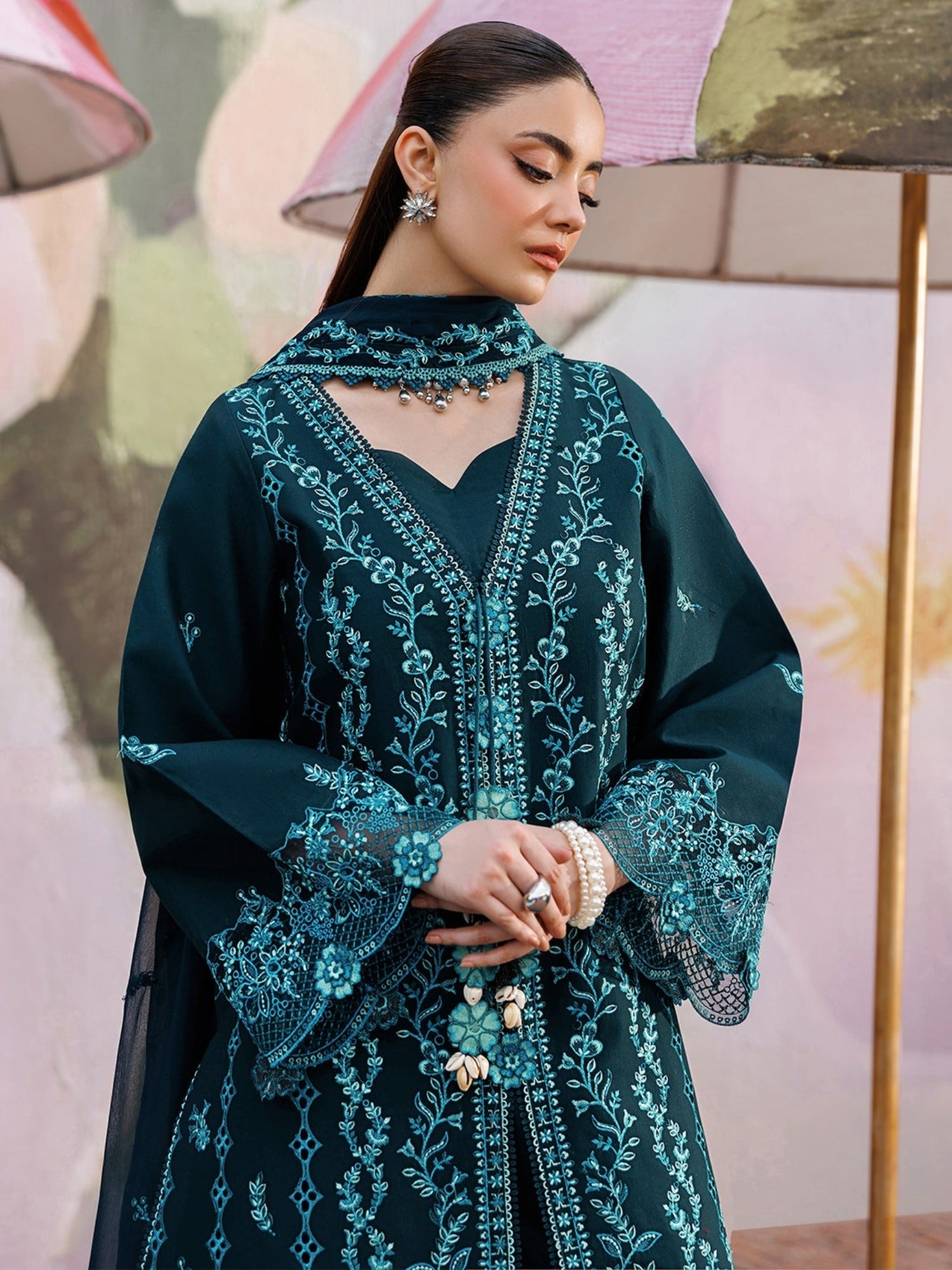 Green-Mahnur Morbagh Luxury Lawn'26 Embroidered Unstitched 3-Piece Suit-M-04