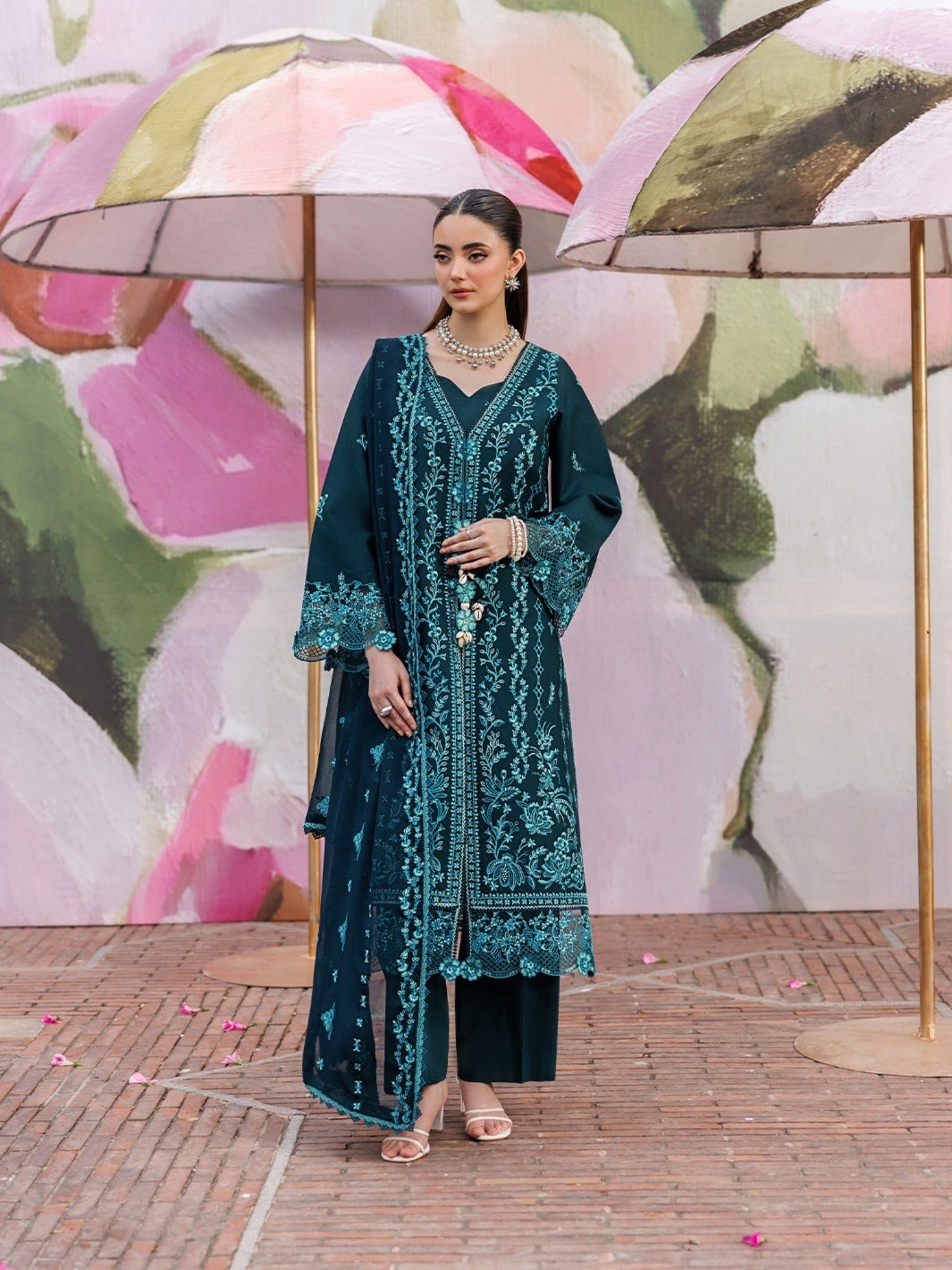 Green-Mahnur Morbagh Luxury Lawn'26 Embroidered Unstitched 3-Piece Suit-M-04