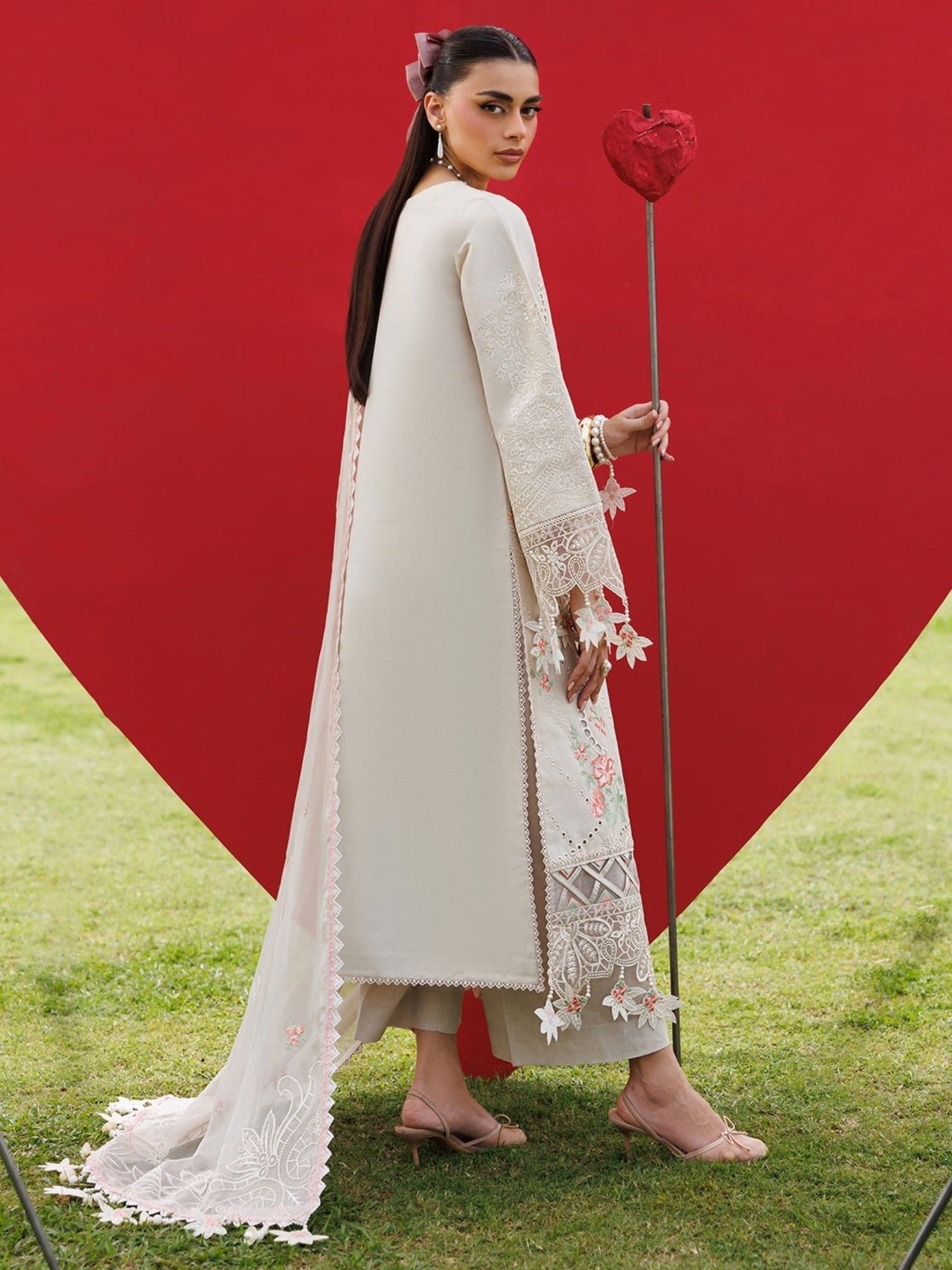 Cream-Mahnur Morbagh Luxury Lawn'26 Embroidered Unstitched 3-Piece Suit-M-07