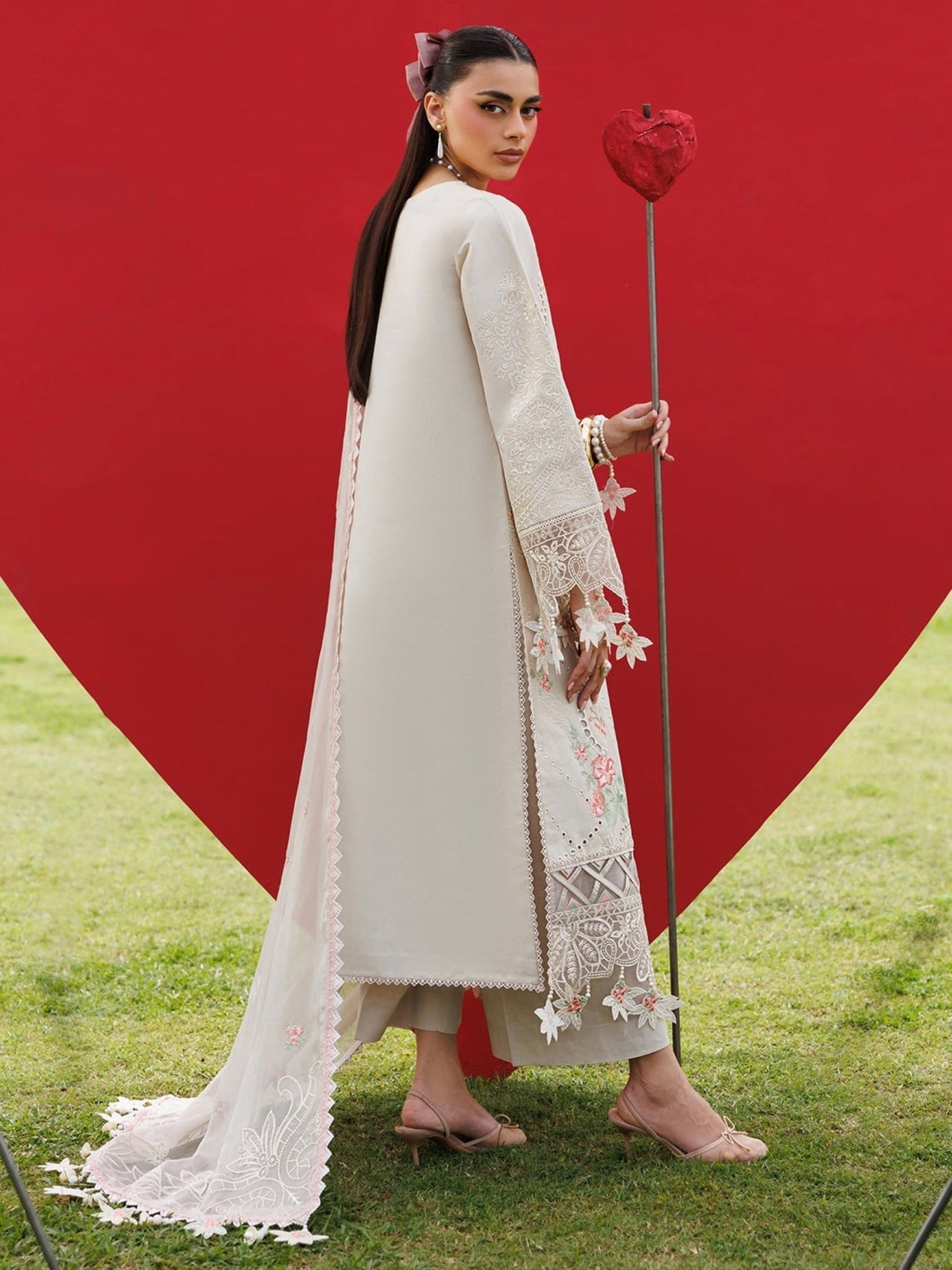 Cream-Mahnur Morbagh Luxury Lawn'26 Embroidered Stitched 3-Piece Suit-M-07