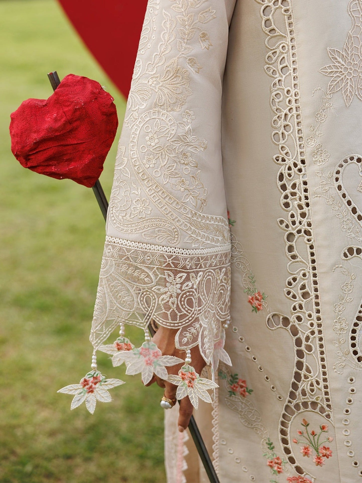 Cream-Mahnur Morbagh Luxury Lawn'26 Embroidered Unstitched 3-Piece Suit-M-07