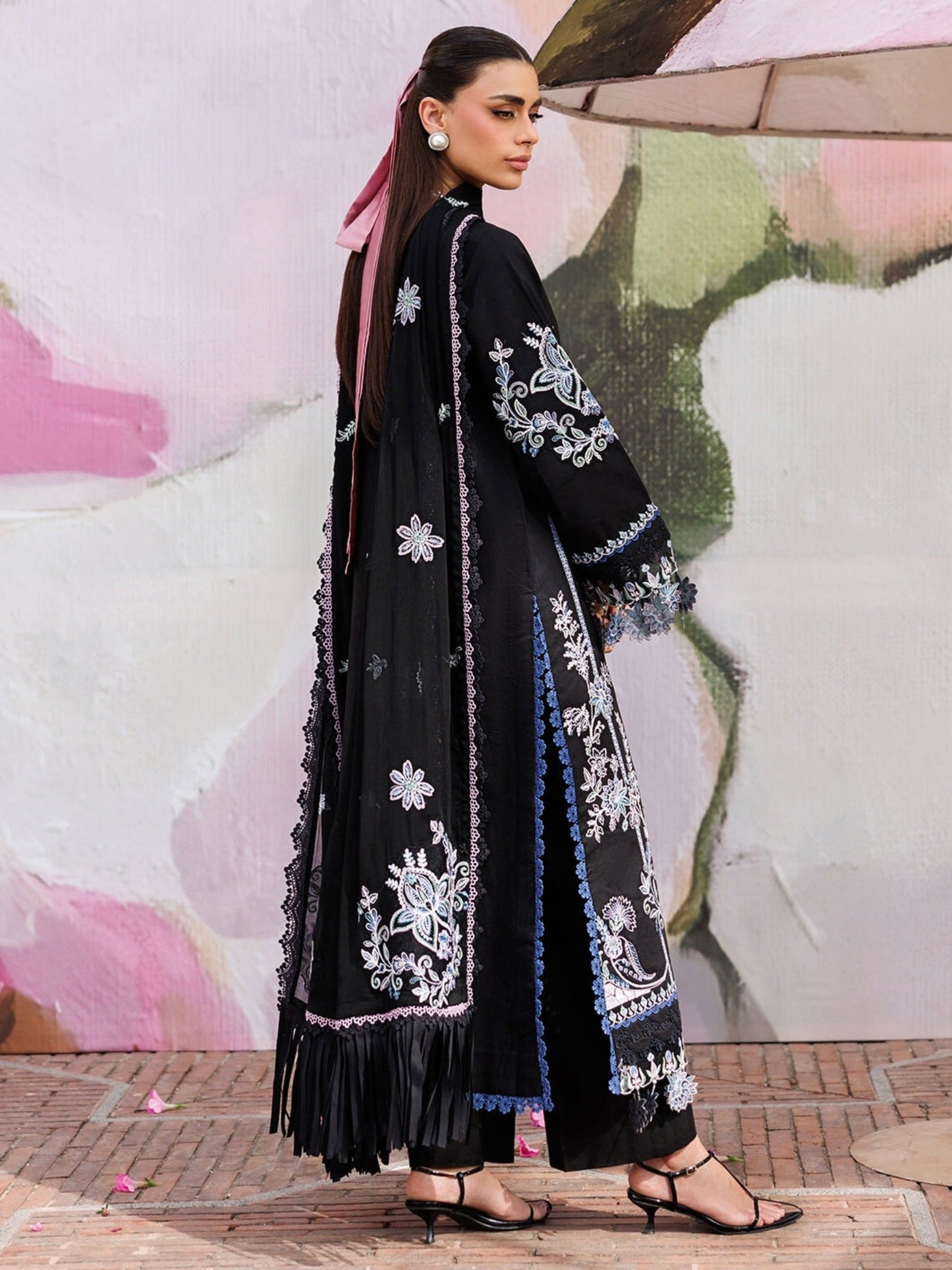 Black-Mahnur Morbagh Luxury Lawn'26 Embroidered Unstitched 3-Piece Suit-M-08