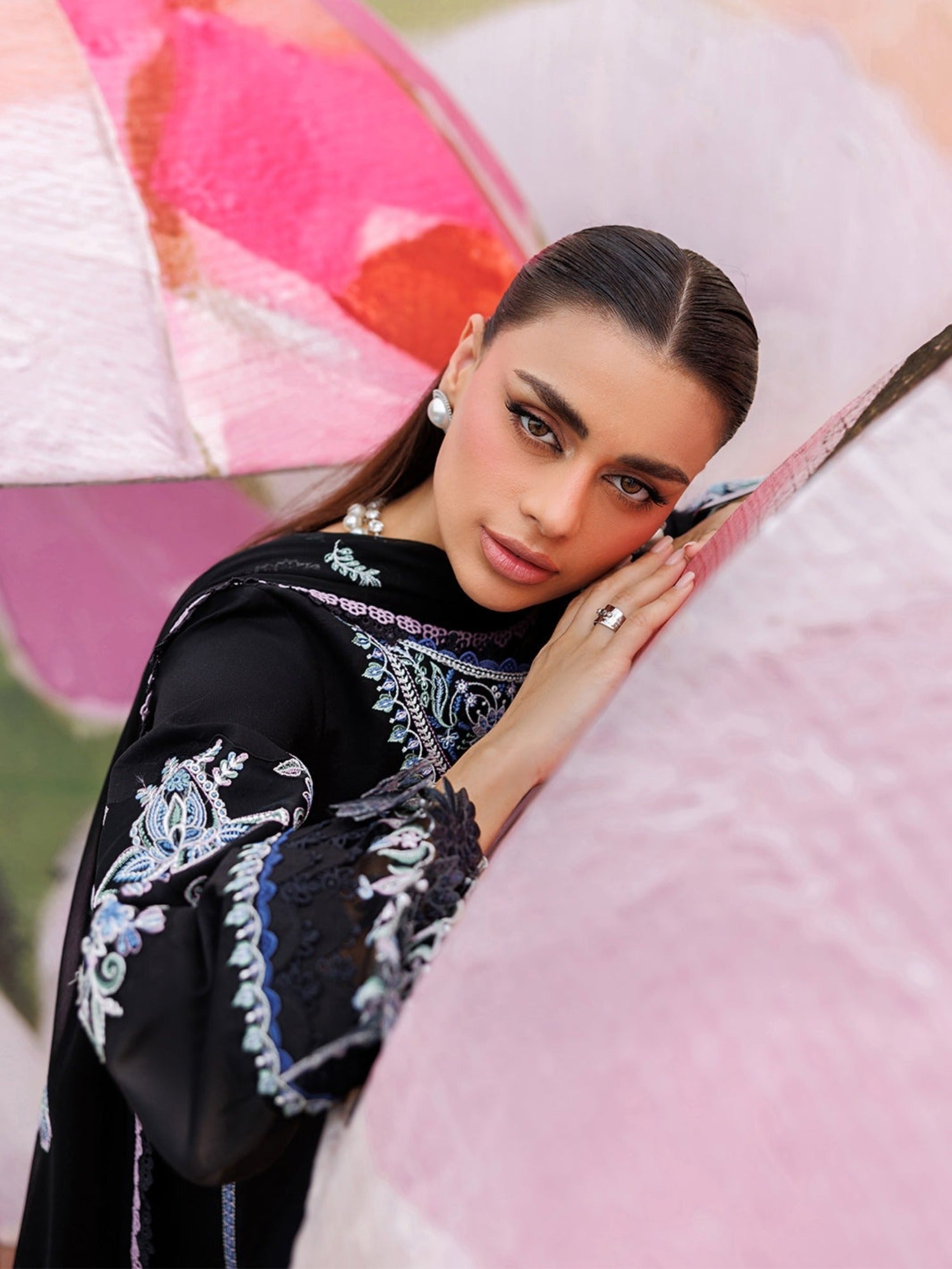 Black-Mahnur Morbagh Luxury Lawn'26 Embroidered Stitched 3-Piece Suit-M-08
