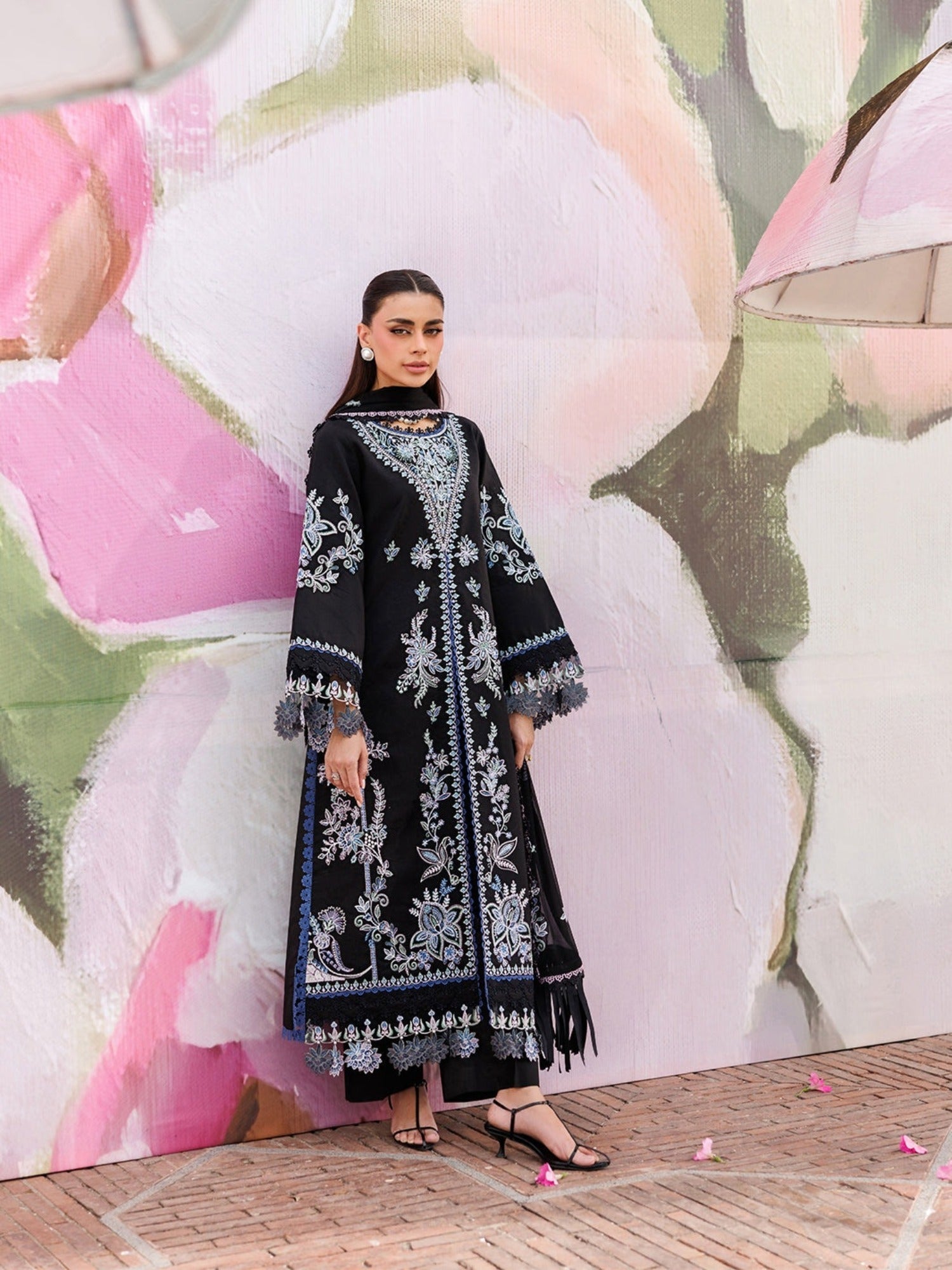 Black-Mahnur Morbagh Luxury Lawn'26 Embroidered Stitched 3-Piece Suit-M-08