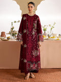 Maroon-Mahnur Morbagh Luxury Lawn'26 Embroidered Stitched 3-Piece Suit-M-10