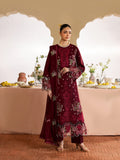 Maroon-Mahnur Morbagh Luxury Lawn'26 Embroidered Stitched 3-Piece Suit-M-10