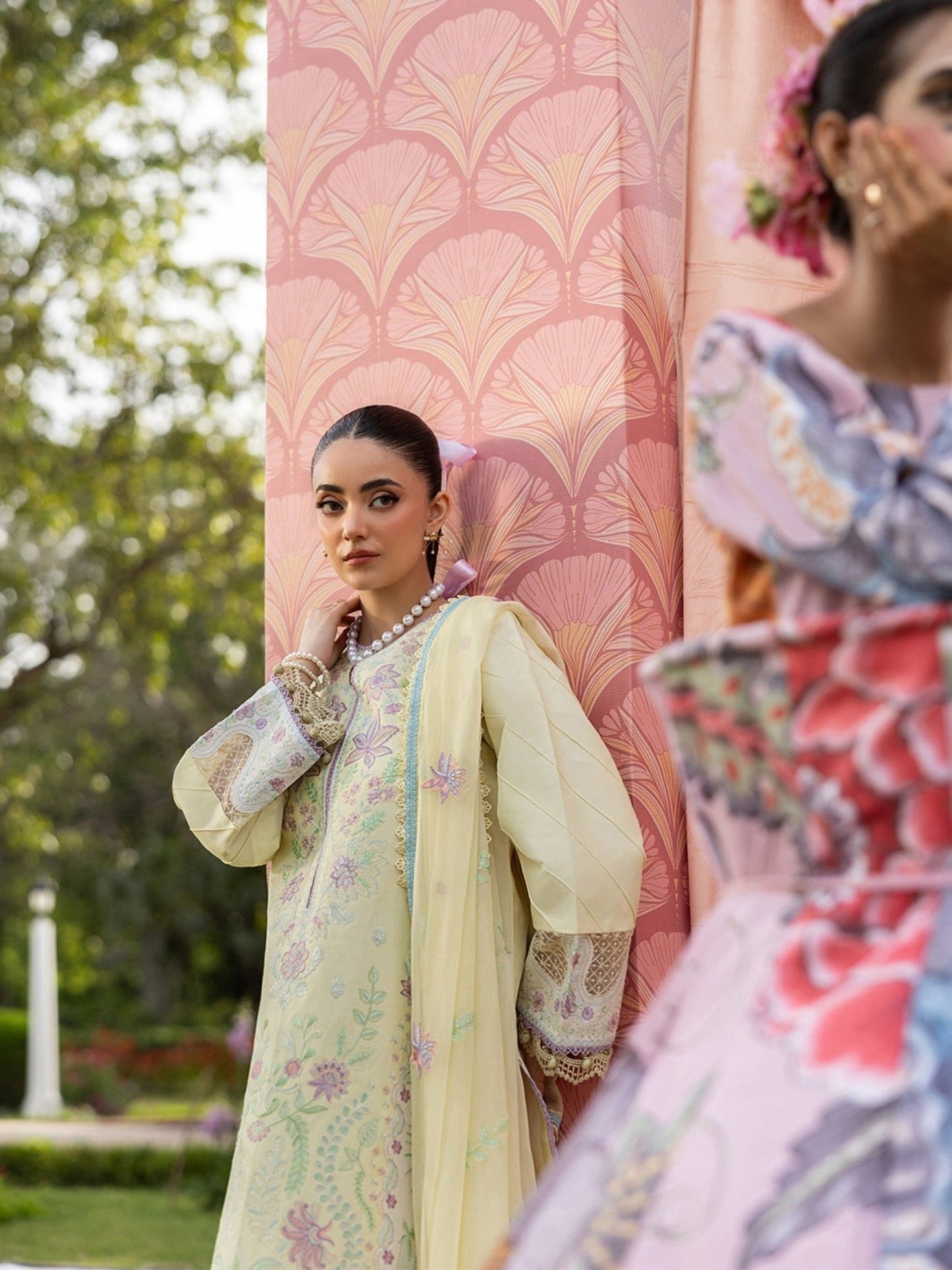 Yellow-Mahnur Morbagh Luxury Lawn'26 Embroidered Stitched 3-Piece Suit-M-12