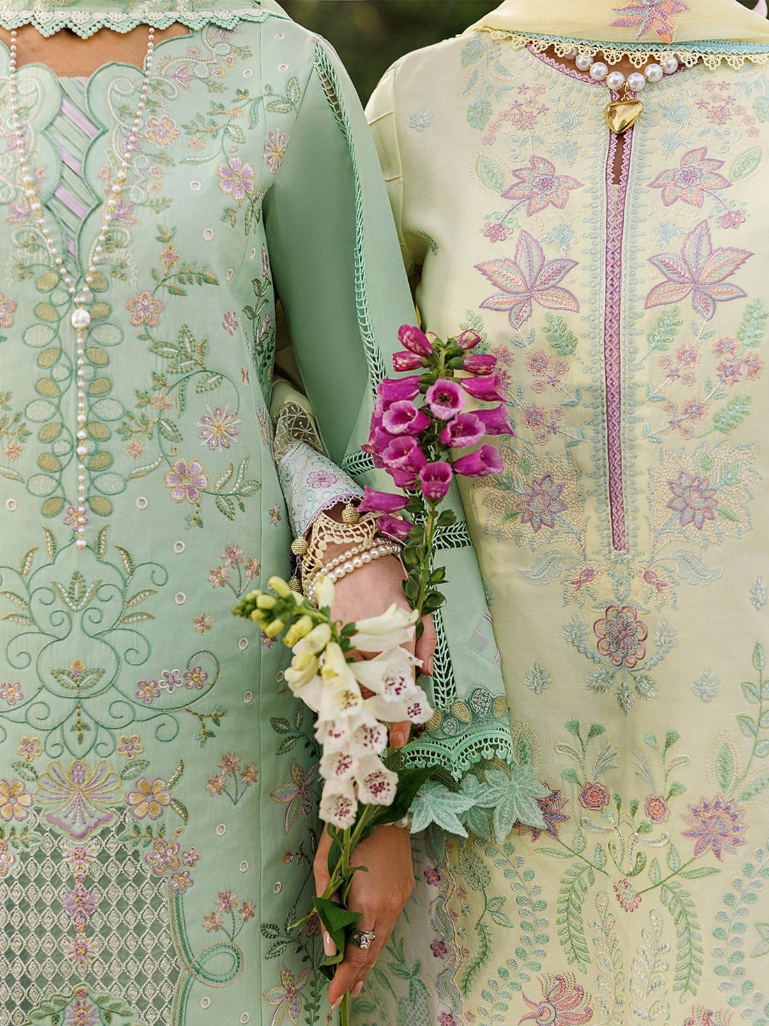 Yellow-Mahnur Morbagh Luxury Lawn'26 Embroidered Unstitched 3-Piece Suit-M-12