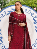 Maroon-Mahnur Morbagh Luxury Lawn'26 Embroidered Stitched 3-Piece Suit-M-13